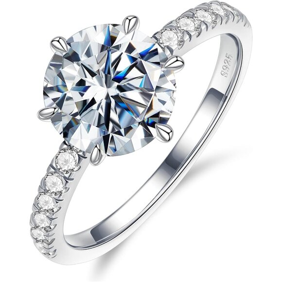 Moissanite Engagement Rings for Women Wife 18K White Gold Plated